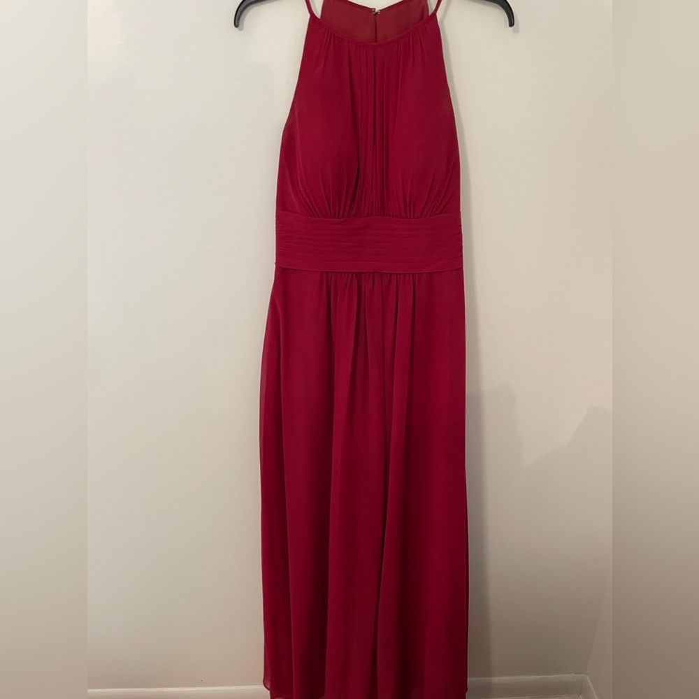Azazie Bonnie A-lined Ruched Chiffon Dress in Burgundy Size A10